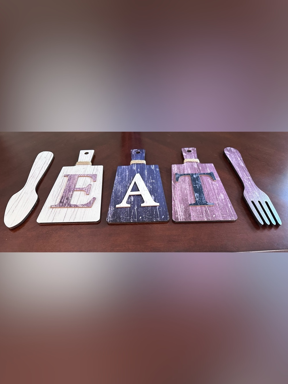 Rustic Farmhouse “EAT” Wall Decor Set | Kitchen Wall Signs